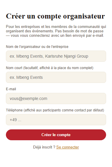 Sign up form